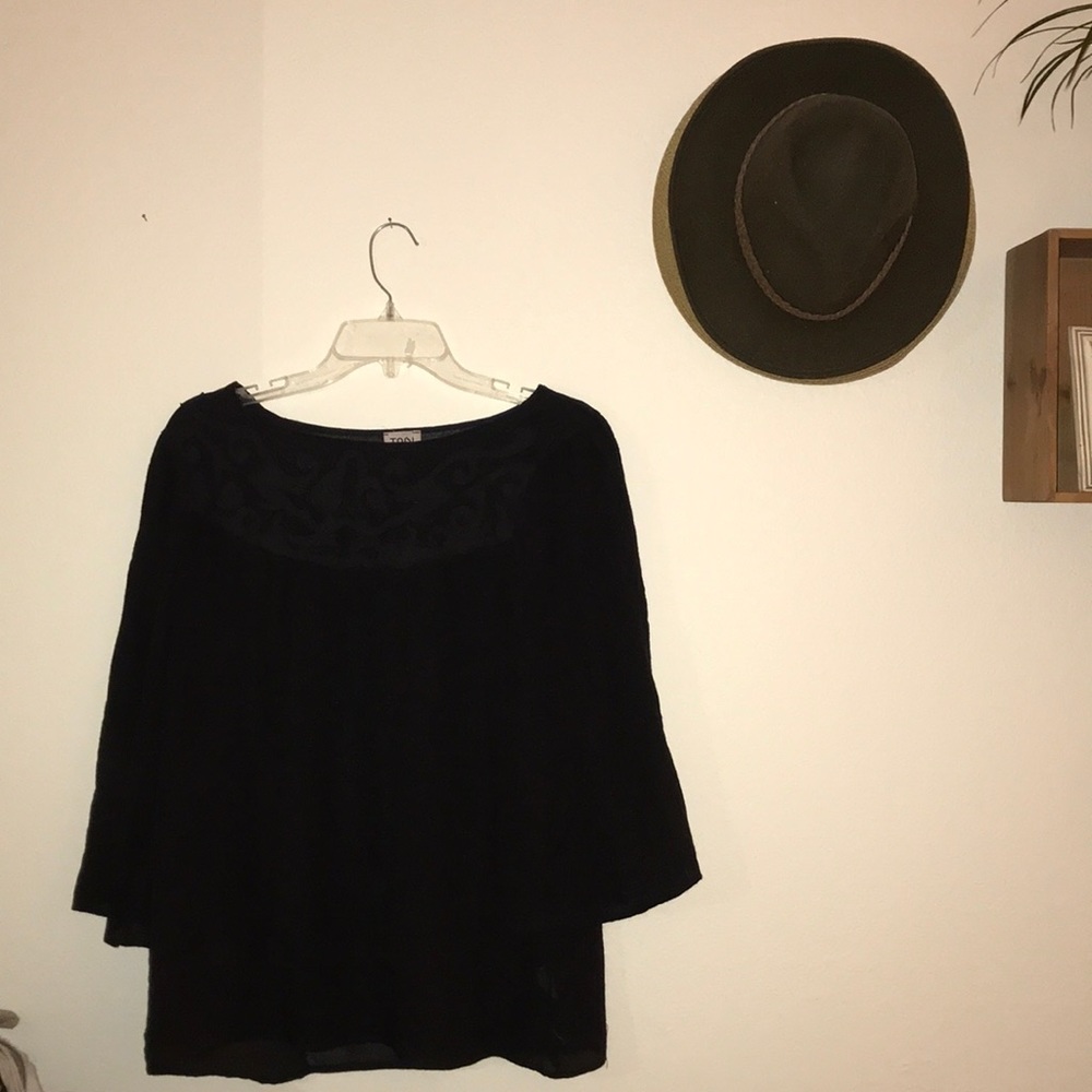Cute bell sleeve black top from Tobi